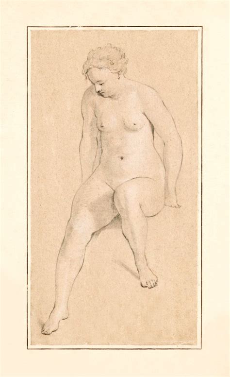 Naked Woman Posing Sexually Vintage Nude Illustration Seated Female Nude By Jan