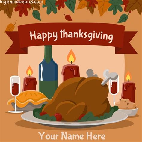 A Turkey On A Plate With Candles And Wine In The Background For