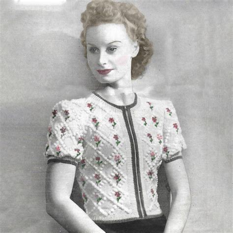 pdf 1940 s bestway 826 knitting pattern women s tyrolean jumper rare flowers instantly print at