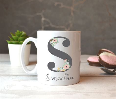Floral Initial Mug Pretty Little Personalised