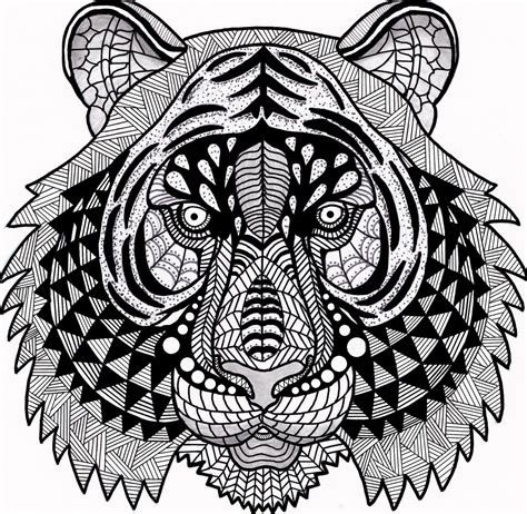Tiger Zentangle Coloring Page Digital Coloring Pdf Doodle
