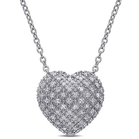 Sterling Silver 1ct Diamond Pavé Heart Drop Necklace 9545387 Hsn