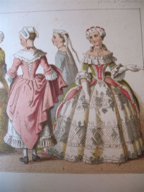Antique Victorian Print Lithograph French Fashion Dresses