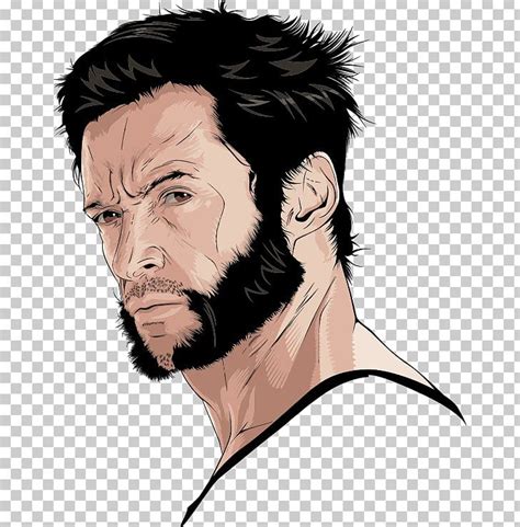 Wolverine Hugh Jackman Logan PNG Clipart Art Beard Black Hair