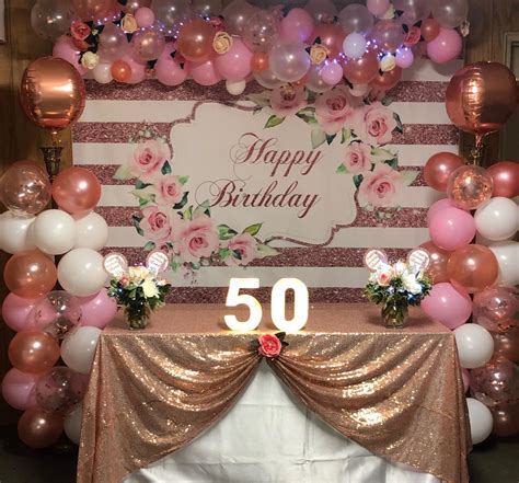 Rose Gold Birthday Backdrop For Photography Happy Birthday Pink Rose F