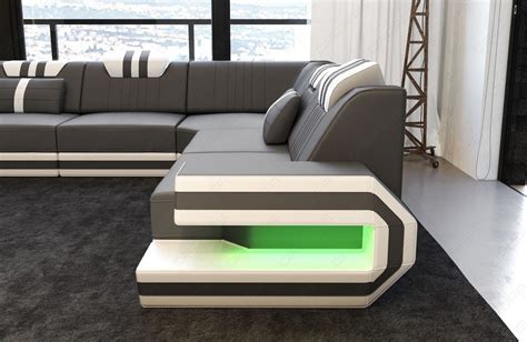 Design Sofa Couch Modern Ragusa L Form Leder Ecksofa Ledercouch Led Beleuchtung Ebay