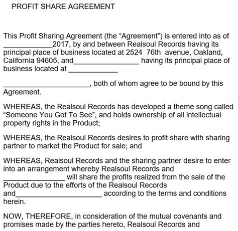 Free Profit Sharing Agreement Templates Ms Word Best Collections