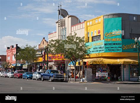 Corner Of Street With Shops In El Paso Texas Usa Stock Photo Alamy