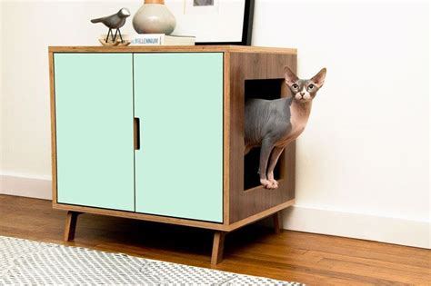 These Mid Century Modern Inspired Cabinets Hide A Cats Litterbox