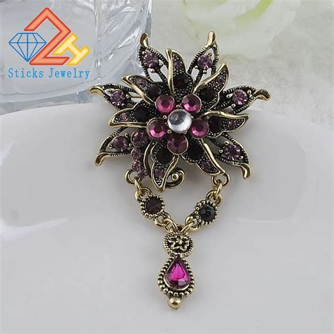 Multicolor Water Drop Rhinestone Brooches Badges With Pins Large Brooch Female Fashion Brooches