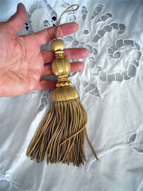 One French Antique Gold Metallic Tassel 19th Century Gold Threads Passementery Metallic Tassel