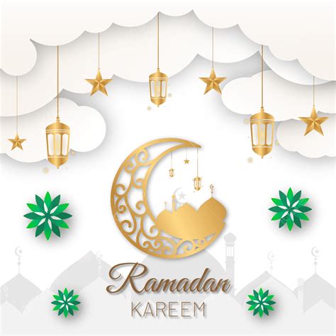 Ramadan Kareem Banner Islamic Crescent Cloud Vector Ramadan Islamic