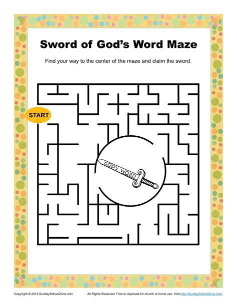 Sword Of Gods Word Maze Childrens Bible Activities Sunday School