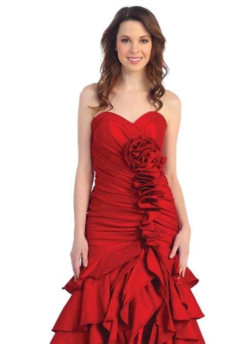 strapless red ruffle dress red evening gowns red ruffle dress recital dress