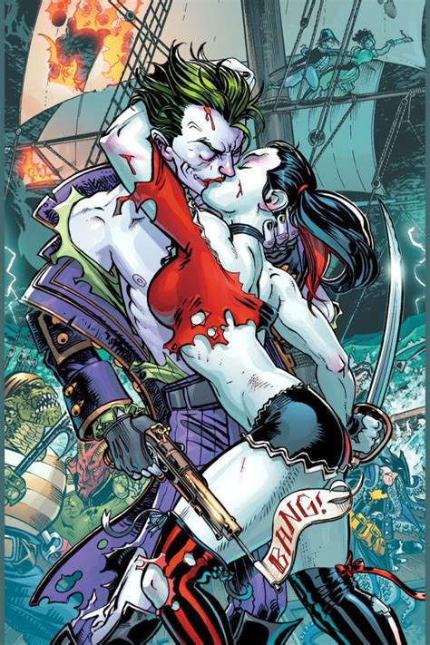 The Joker And Harley Are Hugging In Front Of A Ship
