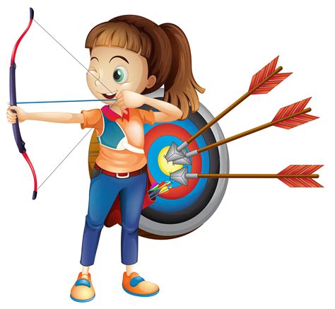 An Archer Girl With White Background Vector Art At Vecteezy