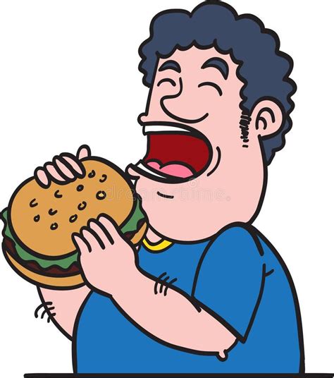 Fat Happy Man Eating Burger Stock Illustrations 241 Fat Happy Man