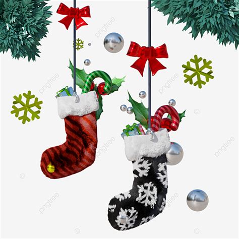 شنقا جوارب عيد الميلاد الحمراء السوداء مع ندفة الثلج معلقة أسود أحمر Png وملف Psd للتحميل مجانا
