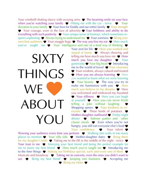 60 Things We Love About You 16x20 This Happy Mommy
