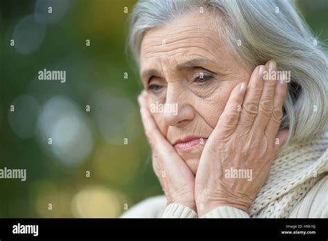 Sad Elderly Woman Close Up Stock Photo Alamy