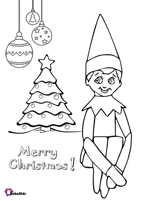 The Elf On The Shelf And Christmas Decorations Coloring Page The Elf