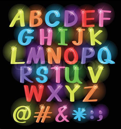 Neon Coloured Letters Of The Alphabet Stock Vector Colourbox