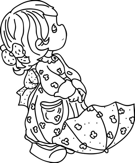 Little Girl With Umbrella Coloring Page Free Printable Coloring Pages