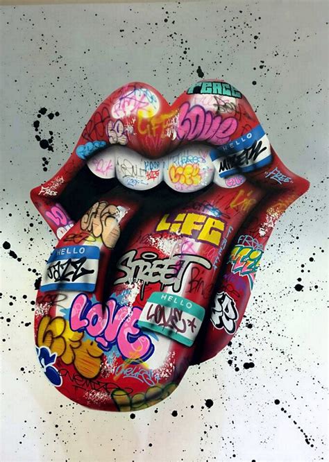 Graffiti Lips Framed Canvas Print Wall Street Art Picture Home Etsy