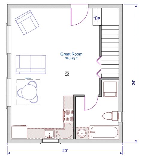 Floor Plan 24x20 Sqft Cottage A