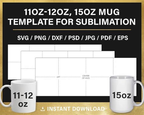 Bundle For Sublimation Mug Template 11oz 12oz 15oz Full Etsy