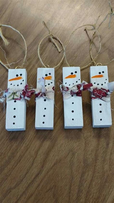 Snowmen From Jenga Game Pieces Christmas Ornament Crafts Homemade