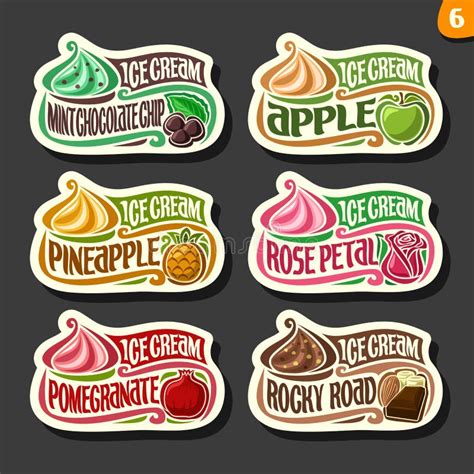 Vector Set Of Fruit Ice Cream Labels Stock Vector Illustration Of