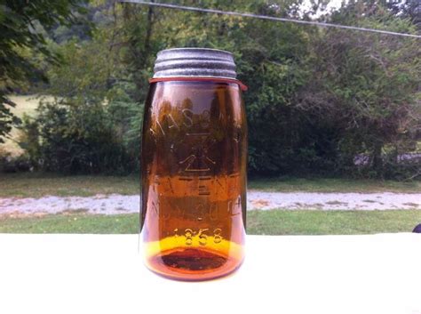 Mason S Cross Patent Nov Th Fruit Jar Quart Orange Amber