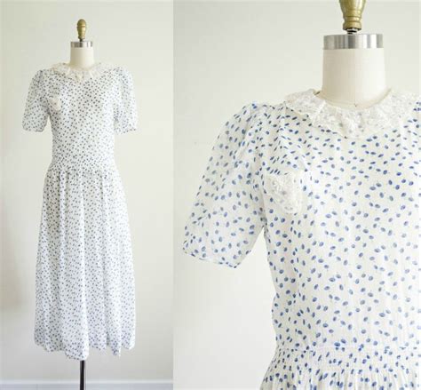1930s Dress Vintage 30s Cotton Day Dress Semi Sheer Midi Etsy