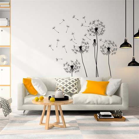 Dandelion Wall Decal Dandelion And Seeds Blowing In The Wind Etsy