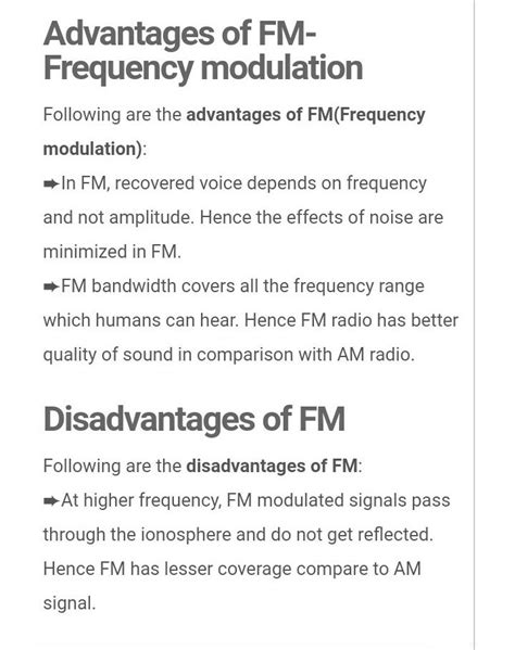 Advantages And Disadvantages Of Frequency Modulation