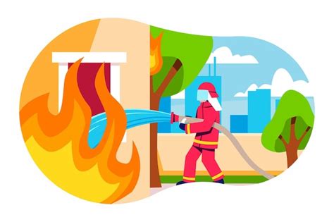 Free Vector Flat Design Firefighters Putting Out A Fire
