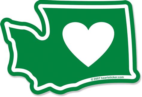 Heart In Washington Sticker Washington State Outline Washington Wa State