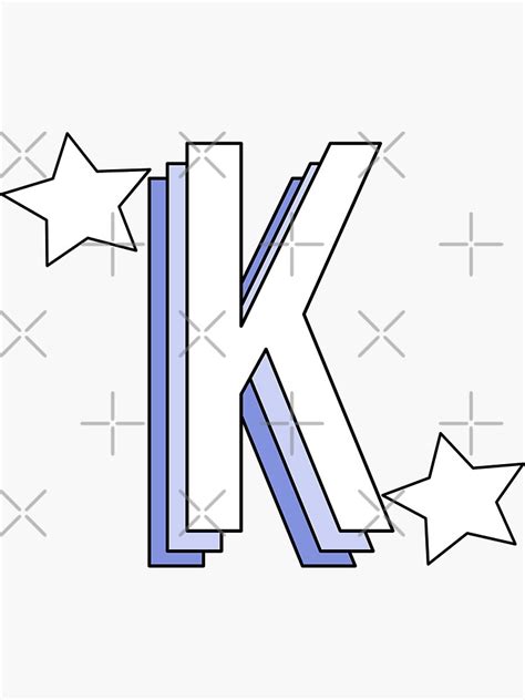 Aandl Aesthetic Blue Letter K With Stars Sticker For Sale By