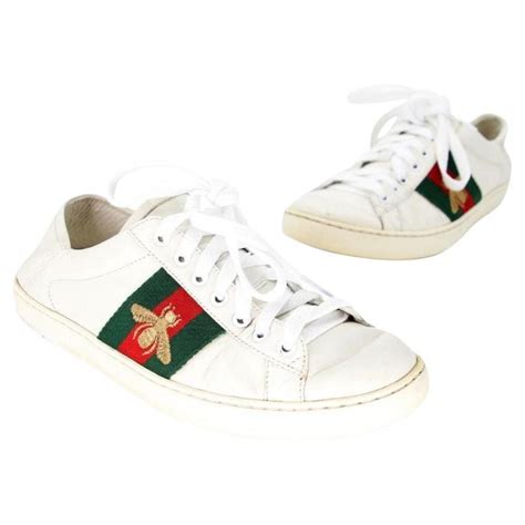 Gucci Embroidered 5 Low Top Calfskin Leather Ace Bee Trainers Gg 0505n