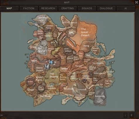 Kenshi town map an interactive kenshi map featuring cities, settlements, unique recruits, and more useful locations. In-Game Biome Map RUS (No Colour) - Kenshi моды - ModsK