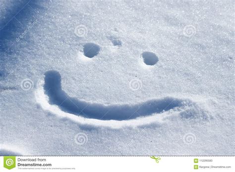 A Smiley Face Drawing On A Snow Stock Image Image Of Symbol Frost