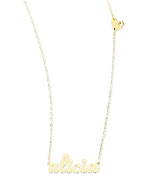 Jennifer Zeuner Jewelry Abigail Style Personalized Name Necklace With Diamond Heart Gold