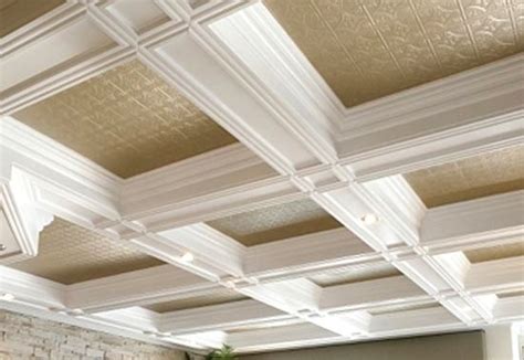 White Coffer Gold Tin Ceiling Ceiling Design False Ceiling Design
