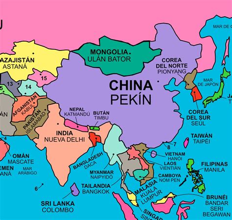 Asesinar Gaviota Puñalada Mapa Del Continente Asiatico Con Nombres Sur