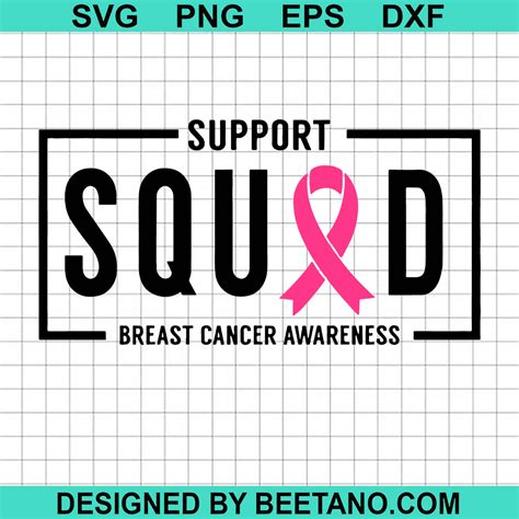 Support Squad Breast Cancer Svg Pink Ribbon Breast Cancer Svg Breast