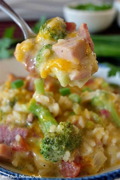 Rani really nailed it in their comments: Ham Broccoli Rice Casserole - Great Grub, Delicious Treats