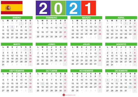 Calendario 2021 Plantilla 2 En 2021 Calendario Calendario Español