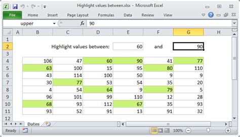 Excel Formula Highlight Values Between Exceljet