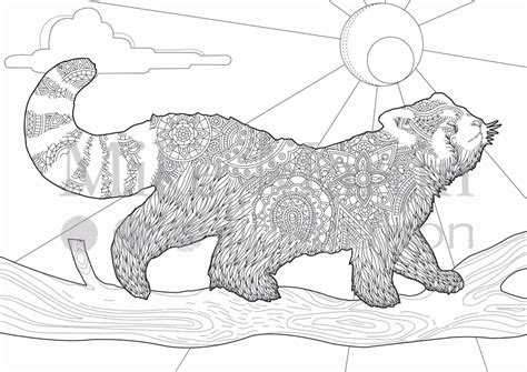 Printable Red Panda Coloring Page Instant Download Adult Coloring Page